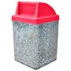 Wausau Tile Concrete Waste Receptacle W/Red Push Door Top - 25" X 25" Gray/Tan
