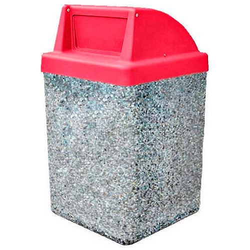 Wausau Tile Concrete Waste Receptacle W/Red Push Door Top - 25" X 25" Gray/Tan 1 Wausau Tile Concrete Waste Receptacle W/Red Push Door Top - 25" X 25" Gray/Tan