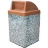 Wausau Tile Concrete Waste Receptacle W/Brown Push Door Top - 25" X 25" Gray/Tan