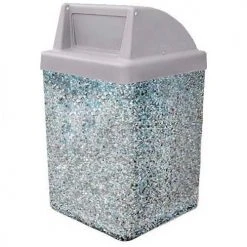 Wausau Tile Concrete Waste Receptacle W/Gray Push Door Top - 25" X 25" Gray/Tan