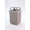 Wausau Tile Concrete Waste Receptacle W/Brown Plastic 4 Way Top - 25" X 25" Gray/Tan