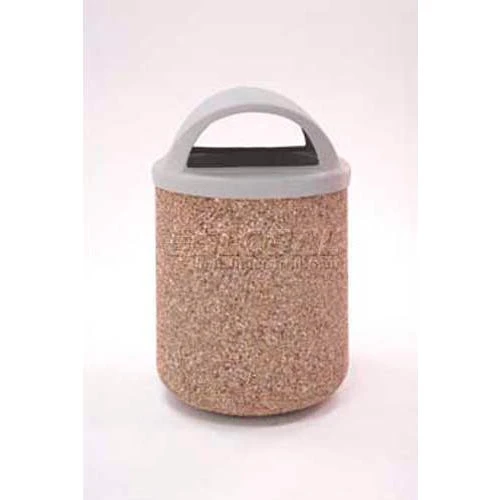 Wausau Tile Concrete Waste Receptacle W/Red Plastic Pitch In Top - 26" Dia x 37" Gray/Tan 1 Wausau Tile Concrete Waste Receptacle W/Red Plastic Pitch In Top - 26" Dia x 37" Gray/Tan