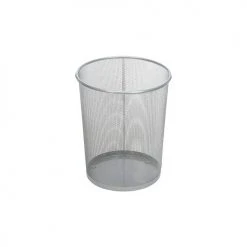 Rubbermaid® Round Steel Wire Mesh Wastebasket, Silver, 5 Gal., FGWMB20SLV -Cheap Trash & Recycling Store WMB20 SL web