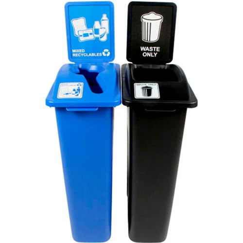 Busch Systems Waste Watcher Double - Waste & Mixed Recyclables, 46 Gallon, Blue/Black - 101050 1 Busch Systems Waste Watcher Double - Waste & Mixed Recyclables, 46 Gallon, Blue/Black - 101050