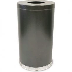 Witt Industries Witt Steel Round Trash Can, 35 Gallon, Silver Vein