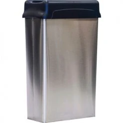 Witt Industries Witt Stainless Steel Wall Hugger Wastebasket w/Plastic Swing Top 22 Gallon, 70HTSS